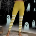 thumbnail image 4 of Dasayo Slim-Leg Women's Leggings Yellow High Waist Casual Jeggings Striped Buttery Soft Stretch Tights Women's Pants XL, 4 of 9