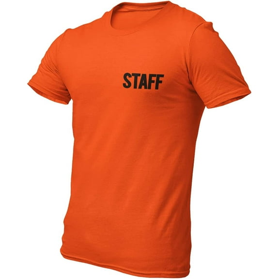 Men's Staff Short Sleeve T-Shirt BB, Chest Print, Orange-Black, 2X-Large