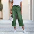 thumbnail image 2 of Womens Capri Pants,Denim Capris for Women Pull on Elastic Waist Cropped Pants Wide Leg Jean Pants Capri Denim Jeans with Pockets, 2 of 9
