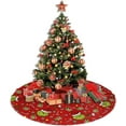 thumbnail image 2 of JOOCAR Christmas Tree Skirt, 36 Inch Red Green Grinch Gift Stars Christmas Stocking Candy Cane Christmas Tree Skirt for Christmas Tree Decoration Home Christmas Party Decoration, 2 of 3