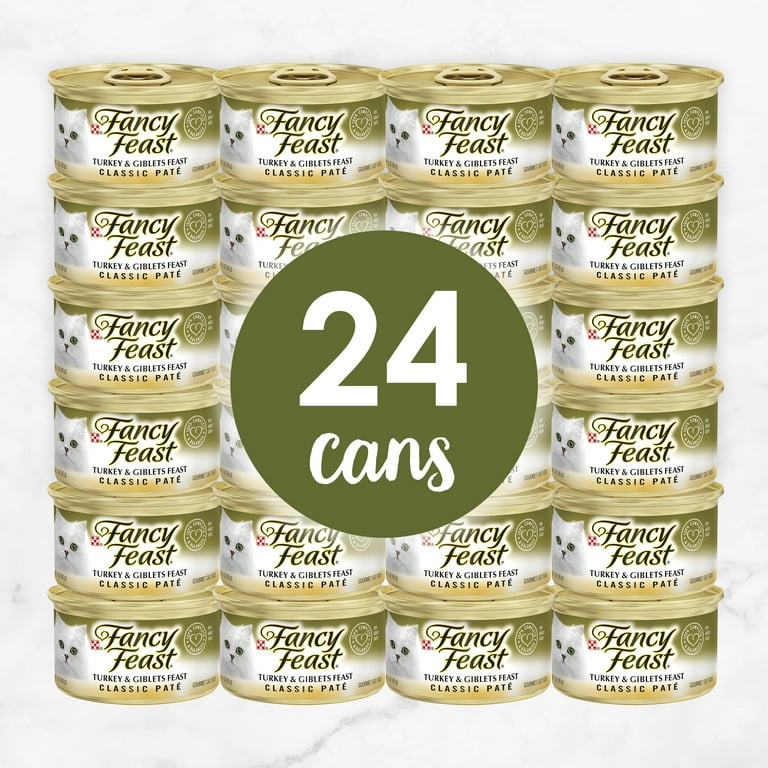 Purina Fancy Feast Pate Turkey and Giblets Feast Classic Grain Free Wet Cat Food Pate 3 oz. Can