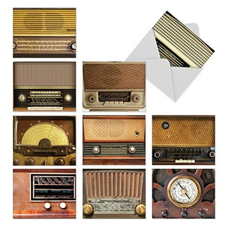 'M2086 RADIO DAYS' 10 Assorted Thank You Note Cards Showcasing Mid-Twentieth Century Vintage Radios with Envelopes by The Best Card