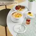 thumbnail image 4 of 1.5L Electric Hot Pot with Steamer, Ceramic Non-Stick, Portable Travel Cooker for Ramen/Steak/Fried Rice/Soup/Egg with Dual Power Control, 4 of 9