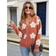 thumbnail image 4 of Cárdigan con Estampado Floral para Mujer, Larga, Abertura Frontal, Botones, Cuello en V, Tejido de Punto. Naranja Rojo S, 4 of 8