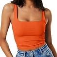 thumbnail image 2 of Tank Top for Womans Ribbed Square Neck Tank Tops Basic Backless Sleeveless Summer Shirts 2025 Tank Tops Orange, 2 of 5