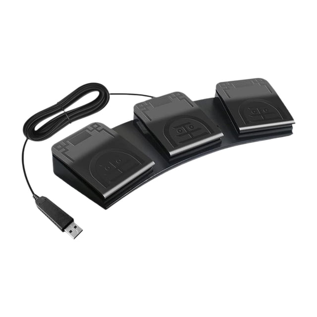 Pedal de tres pedales USB, pedal programable de 3 teclas para control de instrumentos Negro