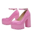 thumbnail image 2 of Lovskoo 2024 Women's Summer Ankle Strap Platform Mary Shoes Closed Toe High Chunky Heels Dress Buckle Party Pumps Shoes Pink, 2 of 5