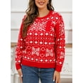 thumbnail image 2 of JYYYBF Women's Christmas Sweaters Classic Snowflake Graphic Print Long Sleeve Round Neck Pullover Knit Tops, 2 of 6