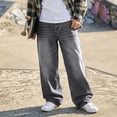 thumbnail image 6 of ITSAME Teen Boys Wide Leg Jeans Elastic Waist Loose Fit Casual Fashion Denim Pants with Pockets Light Blue Size 14, 6 of 6