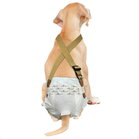 UPC: 0682198766823 | Paw Inspired Dog Diaper Suspenders | Keep Male Dog Wraps and Female Dog Diapers Stay on with Suspenders | Fits Washable and Disposable Puppy Doggie Cat Pet Diapers and Male Dog Belly Bands(M/L  Brown)