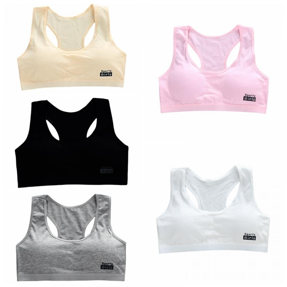 4pc/Lot Girls Bras Sports Bra Solid Color Cotton No Rims Spandex Natural  Hot Simle 8-15Years