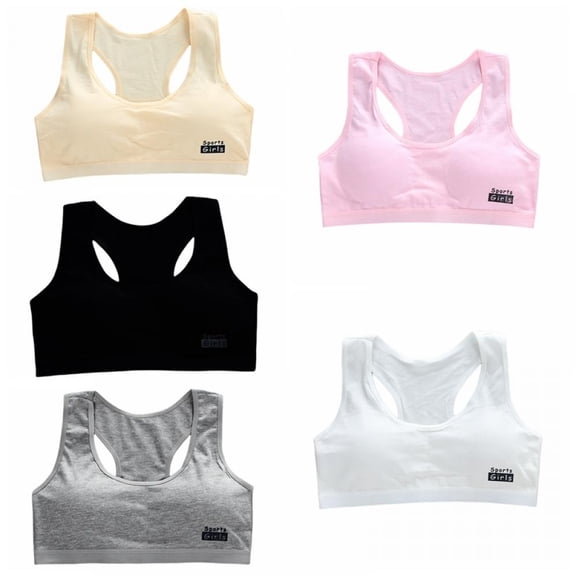 Girls Training Cotton Bras Wireless Light Padded Sports Bra