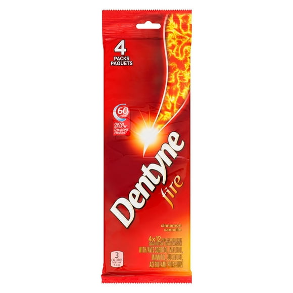 Dentyne Fire Cinnamon, Sugar Free Gum, 4 Pack (12 pieces per pack)
