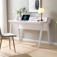 thumbnail image 6 of Home Office Desk, Wooden Computer Desk with Floor Outlet and USB-A Port, White, 6 of 7