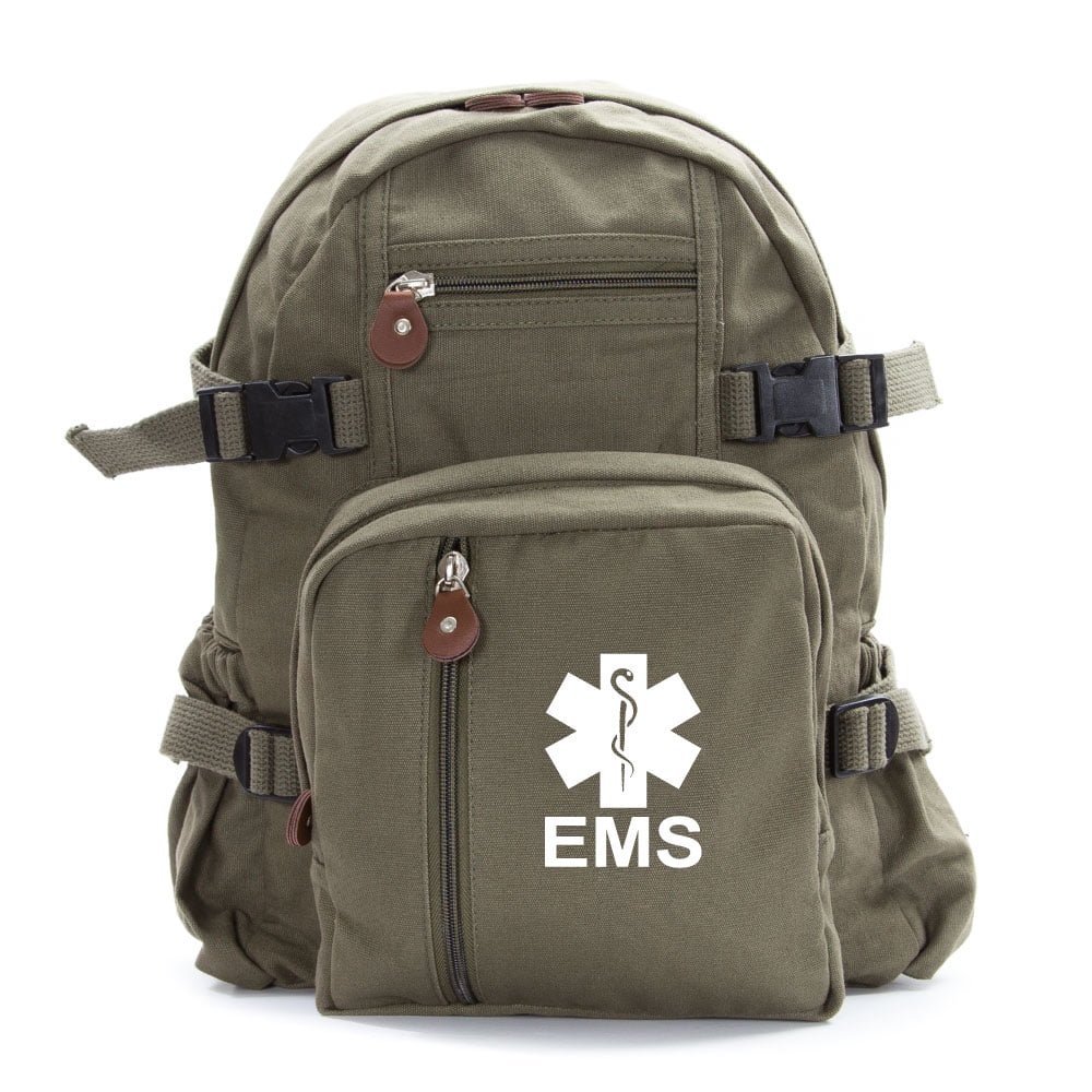 EMS Emergency Medical Services Army Sport Heavyweight Canvas Backpack