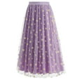 thumbnail image 2 of Yueyer Women's Long Skirt Daisy Embroidery Mesh Solid Color High Waist Flowy A-line Midi Skirt, 2 of 9
