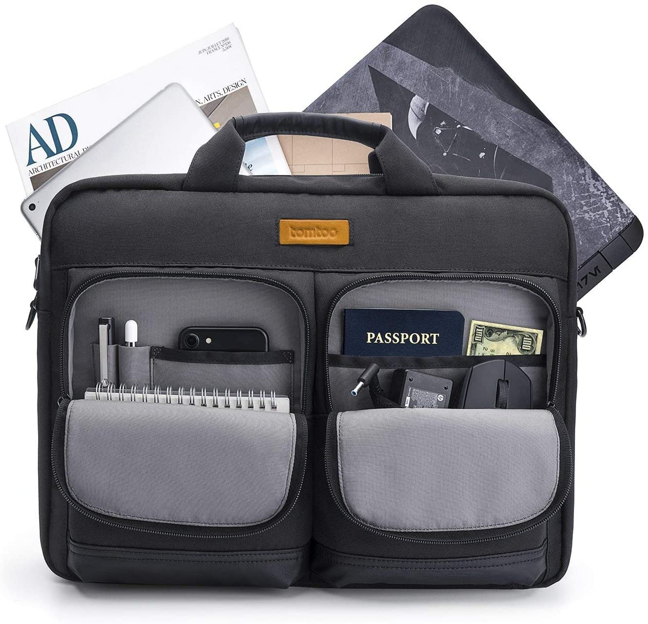 tomtoc 15 inch laptop shoulder bag