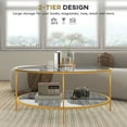 thumbnail image 6 of Resenkos 26" Round Side Table, 2-Tier Tempered Glass, Steel Frame, Gold, 6 of 8