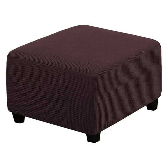 Lapalife Stretch Ottoman Covers Square Ottoman Slipcovers Footstool Cover (L, Brown)