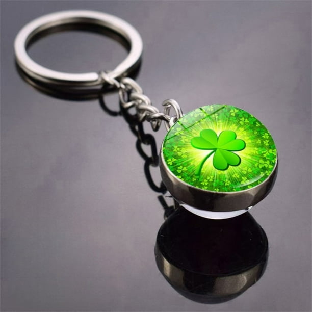 1 llavero de trébol de la suerte con forma de trébol de cuatro hojas, colgante de bola de cristal, para el Día de San Patricio, regalo de Pascua, bolsa de regalo, regalo de cumpleaños, fiesta, colgant