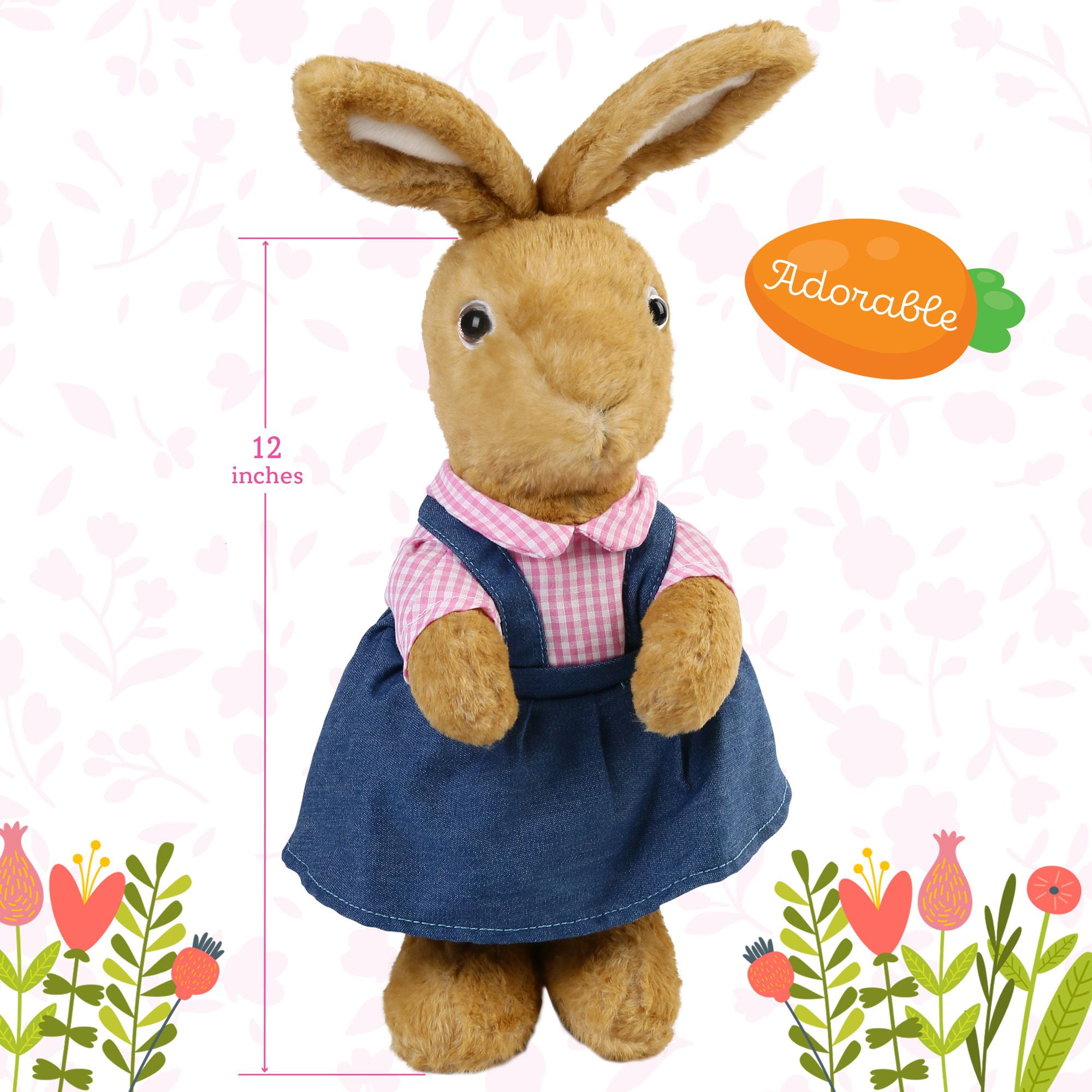 LotFancy Bunny Stuffed Animal, 12" Peter Rabbit Plush Toy for Home Decor, Easter Gift for Kids, Boys