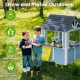 thumbnail image 5 of Robud Outdoor Wooden Playhouse for Kids, Play Cottage with Toy Sink, Stove, Cookware & Snack Bar, Backyard Pretend Playhouse Ages 3+, Blue, 5 of 9