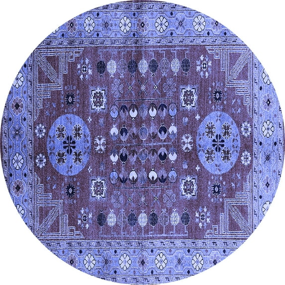 Ahgly Company Indoor Round Oriental Blue Industrial Area Rugs, 4' Round