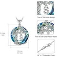 thumbnail image 5 of Tree of Life Initial Necklace 925 Sterling Silver Initial A-Z Letter Pendant with Blue Circle Crystal Family Tree Jewelry Anniversary Birthday Christmas Gifts for Women Her Wife Mom, 5 of 5