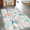 thumbnail image 2 of Area Rugs for Living Room Bedroom, Teal Red Jellyfish Coastal 4'x6' Rug Washable Carpet Runner Indoor Outdoor, Vintage Beach Coral Starfish Nautical Non Slip Accent Floor Mats Rug for Kitchen, Office, 2 of 8