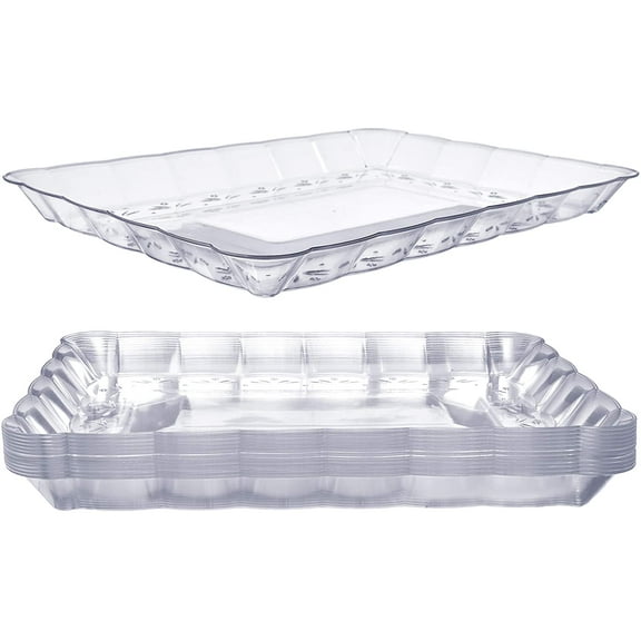 12 Plastic Serving Trays – Serving Platters | 9"X13" | Rectangular Disposable Party Platters and Trays | Clear Disposable Serving Trays for Parties | Party Serving Trays and Platters