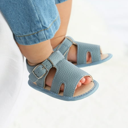 

NEGJ Baby Flat Boys Shoes Sandals Prewalker Girls Rubber Sole Walking Non-Slip Soft Baby Shoes