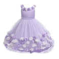 thumbnail image 2 of EnJoCho Flower Girl Wedding Dress with 3D Lace Appliques, Princess Tutu Bridesmaid Gown 𝖳railing Formal Prom Pageant Dress, 2 of 9