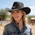 thumbnail image 2 of OJSFQUFP Cowboy Hat for Women and Men with Shapeable Wide Brim Cattleman Western Hats for Cowboys, 2 of 7