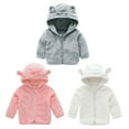 thumbnail image 2 of XBASW Toddler Baby Girls Fleece Jacket Bear Ears Hooded Coat Newborn Winter Fall Zip up Warm Outwear 1-3Y, 2 of 7