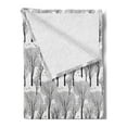 thumbnail image 2 of Winter Soft Flannel Fleece Throw Blanket, Monochrome Abstract Forest Pattern Trees Leaves Birds Wildlife Woodland Nature, Cozy Plush for Indoor and Outdoor Use, 60" x 80", Black White, by Ambesonne, 2 of 5
