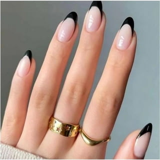 Black Tip Almond Nails