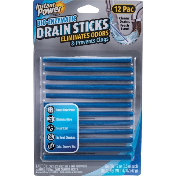 Instant Power Enzymatic Drain Opener Stick - Drain Cleaner - 12 Pack, One Size