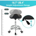 thumbnail image 6 of Saddle Stool Ergonomic- Comfortable Rolling Saddle Stool with Wide Thick Saddle Seat Padding, Swivel Adjustable Saddle Chair with Wheels and Ring Pedal for Medical Massage Salon (Dark Black), 6 of 6