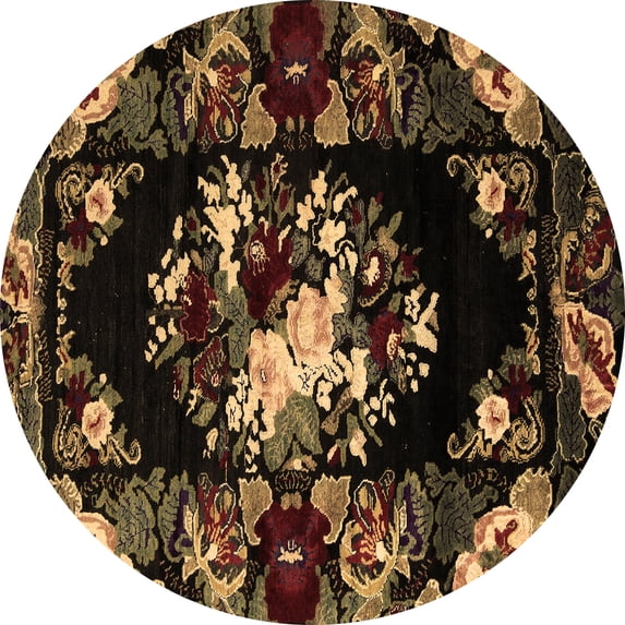 Ahgly Company Indoor Round Medallion Brown French Area Rugs, 3' Round