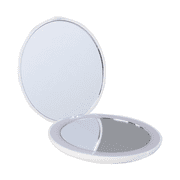 Impressions Vanity Infinity LED Compact Mirror with Strip Light, Bifold Makeup Mirror (White)