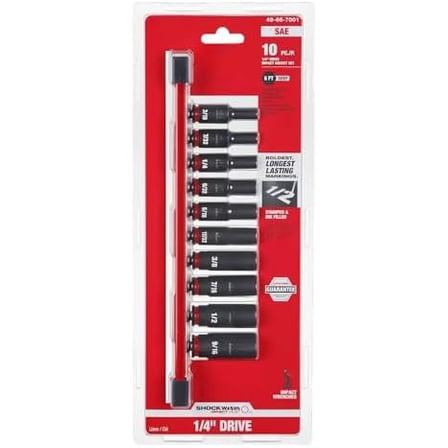 10 PC 49-66-7001 for Milwaukee 1/4" Drive SAE 6 Point Deep Impact Socket Set$$Tools & Hardware Other