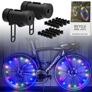 2-Tire Pack LED Bike Wheel Lights, Bike Lights Bright Waterproof Cycling Tire Light Front and Back Spoke Lights Bike Decoration Lights,Easy Install and Fits Most Bikes, for Kid, Teens, Adults
