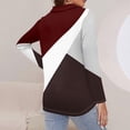 thumbnail image 4 of WTOBBY Women's Retro Print Polo Shirt - Long Sleeve Casual V-Neck Zipper Detail Tops for Women, Spring Fall Fashion Comfort Stretch Fabric,Wine L, 4 of 7