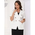 thumbnail image 4 of DARING DIVA Women's Double Breasted Work Office Short Sleeve Lapel Blazer M White, 4 of 6