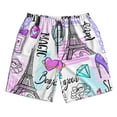 thumbnail image 4 of Bixox Men's Eiffel Tower and Hearts printing Casual Classic Fit Short Summer Beach Shorts, 4 of 6