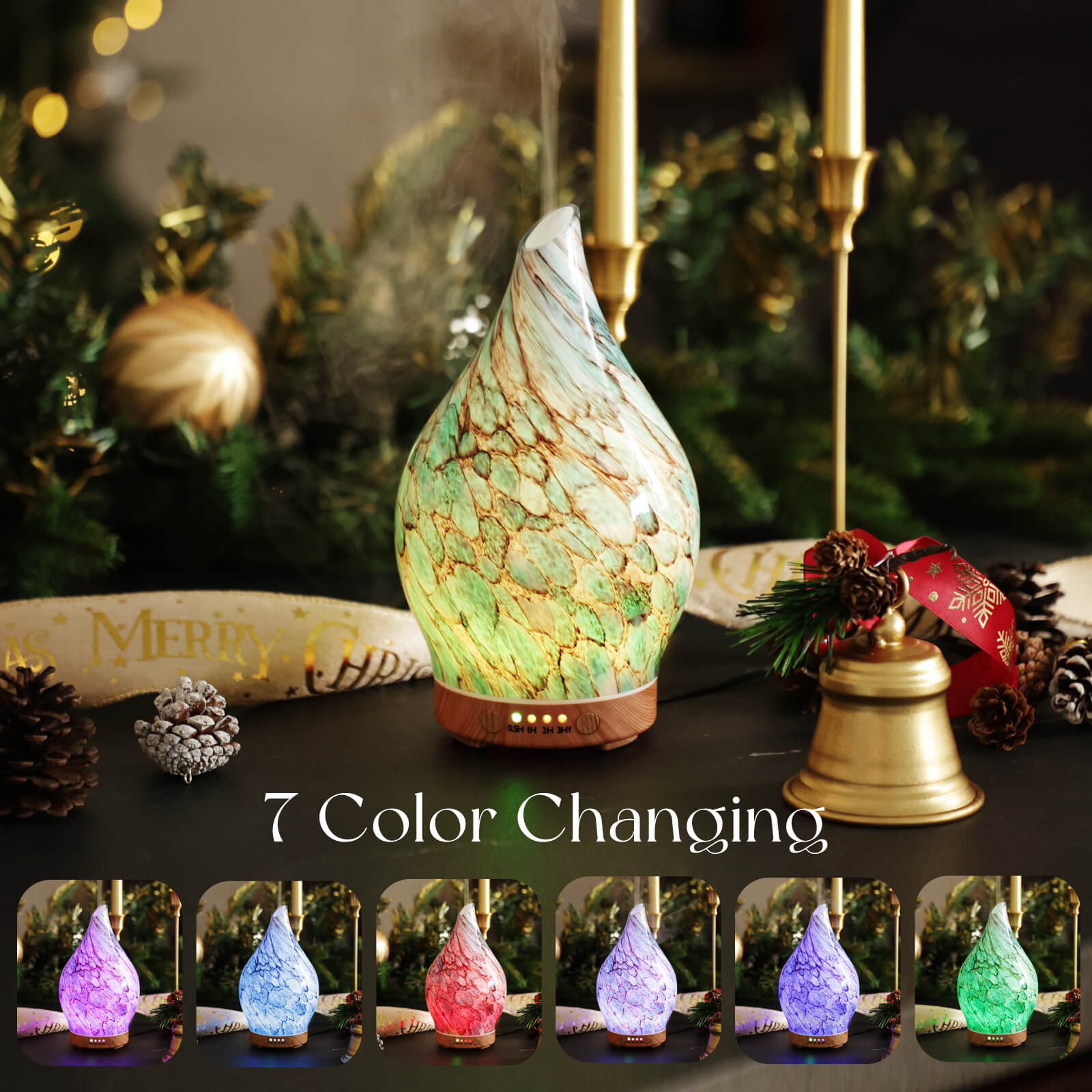 Porseme 150ml Handblown Glass Essential Oil Diffuser, Light Blue photo 3
