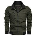 thumbnail image 3 of AOOCHASLIY 2023 Men Fall Coat Men's and Winter Casual Solid Color Tooling Wind Jacket Zipper Coat, 3 of 3