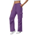 thumbnail image 4 of Abomasnow Women's Cargo Sweatpants Wide Leg Baggy Drawstring Elastic Waist Athletic Joggers with 4 Pockets S-2XL, 4 of 7