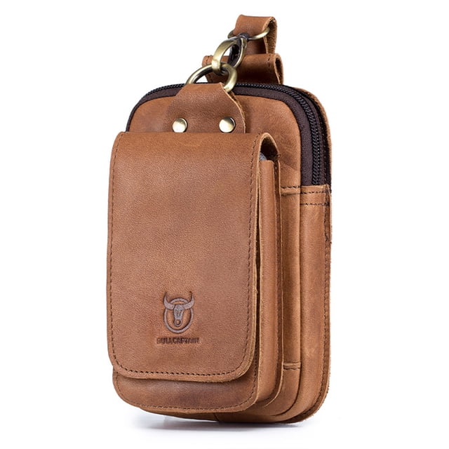 Pack de cuero Bolso de cinturón de cuero vintage para hombre, bolso de viaje para teléfono celular, BULL CAPTAIN Pack de cuero