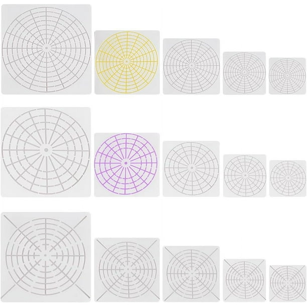15 plantillas de plástico con diseño de mandala de puntos, de 2,95/3,94/4,92/5,91/7,87 pulgadas, cuadradas, para pintar en la pared.